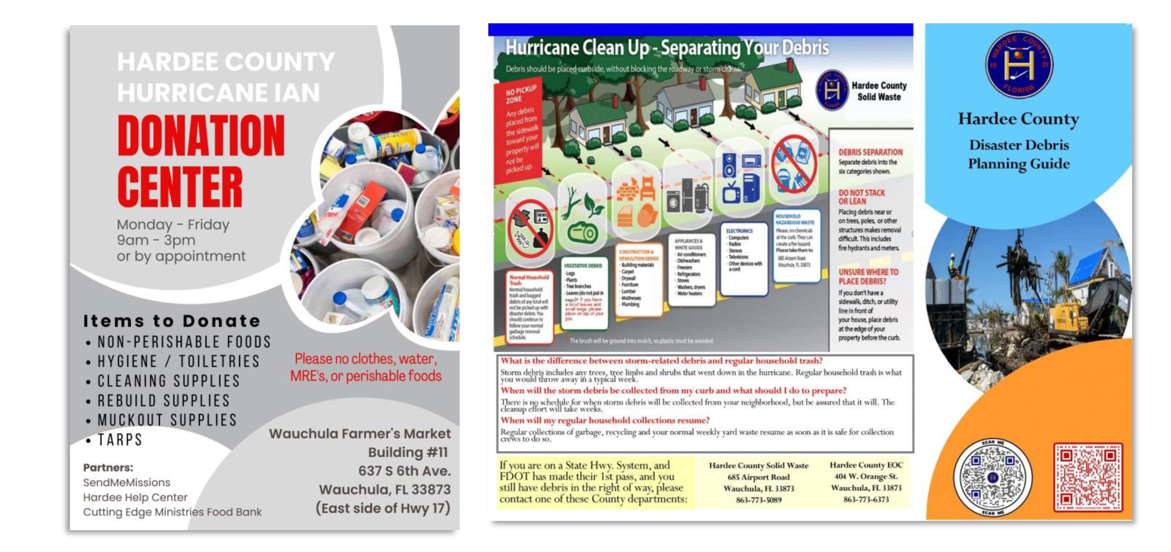 Hardee County Hurricane IAN Donation Center & Hurricane Cleanup Flyer Graphic
